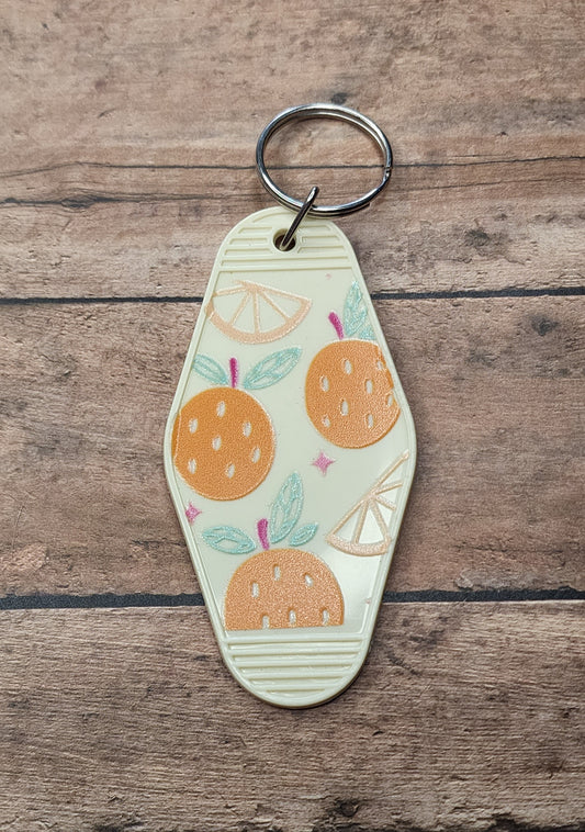 Oranges Motel Key Tag | Beige Acrylic Motel Keychain