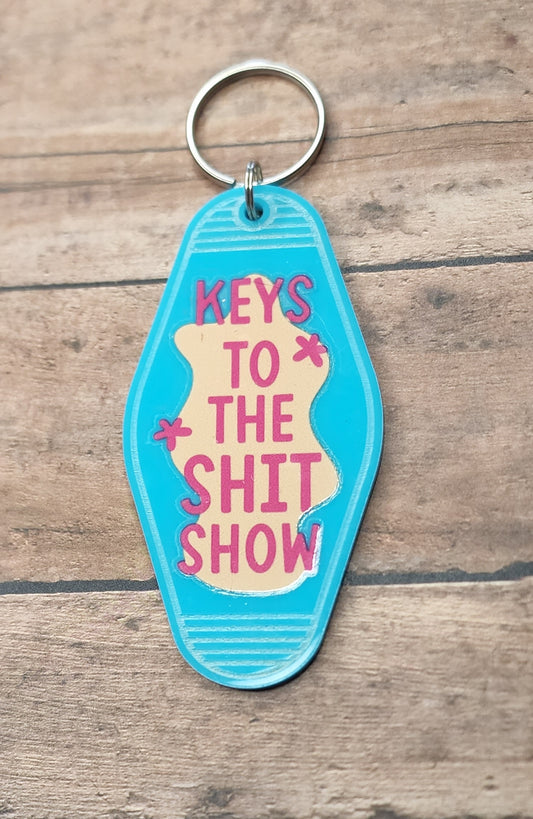 Keys To the Shit Show Motel Key Tag | Blue Acrylic Motel Keychain