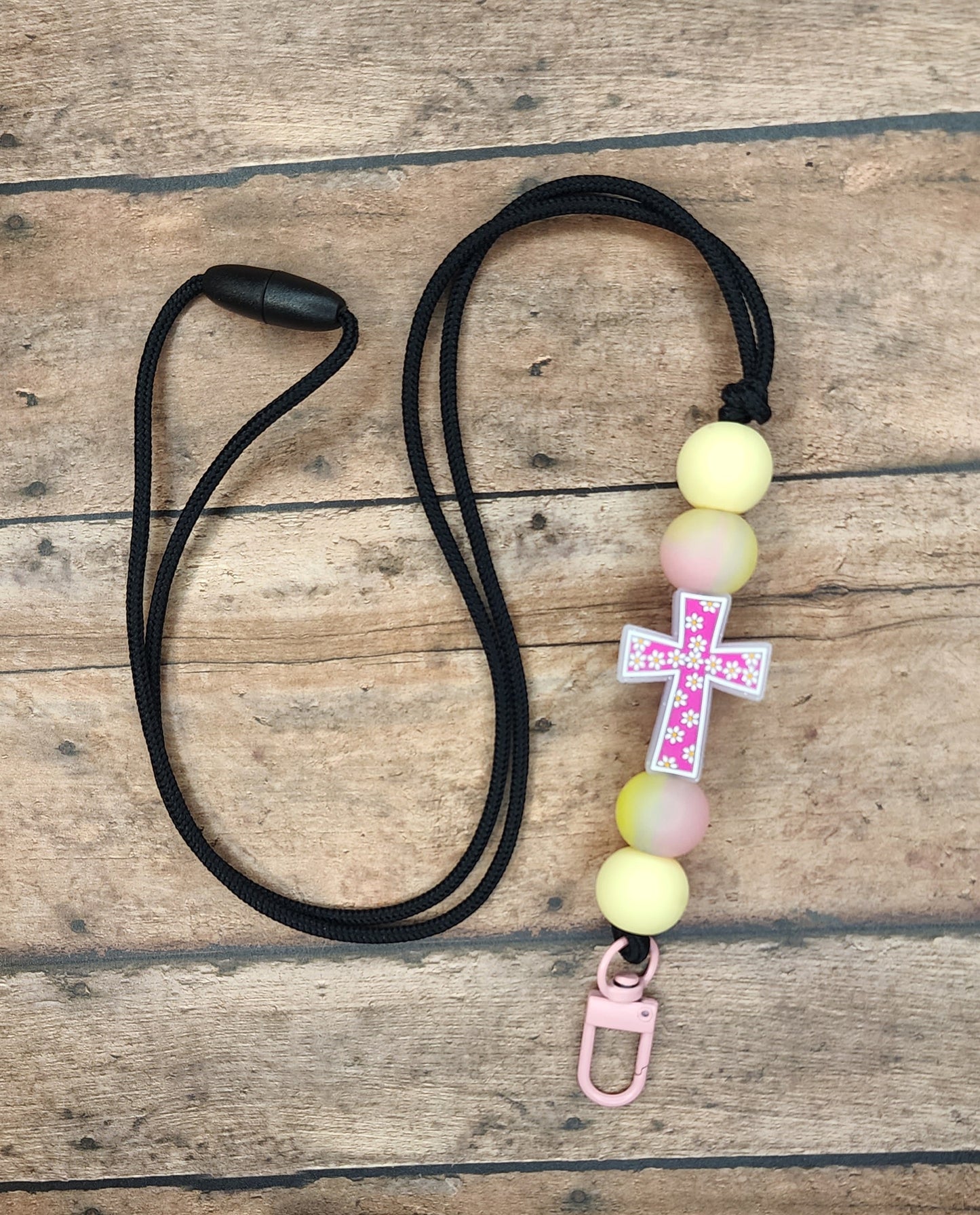 Pink Lemonade Glow Cross Lanyard
