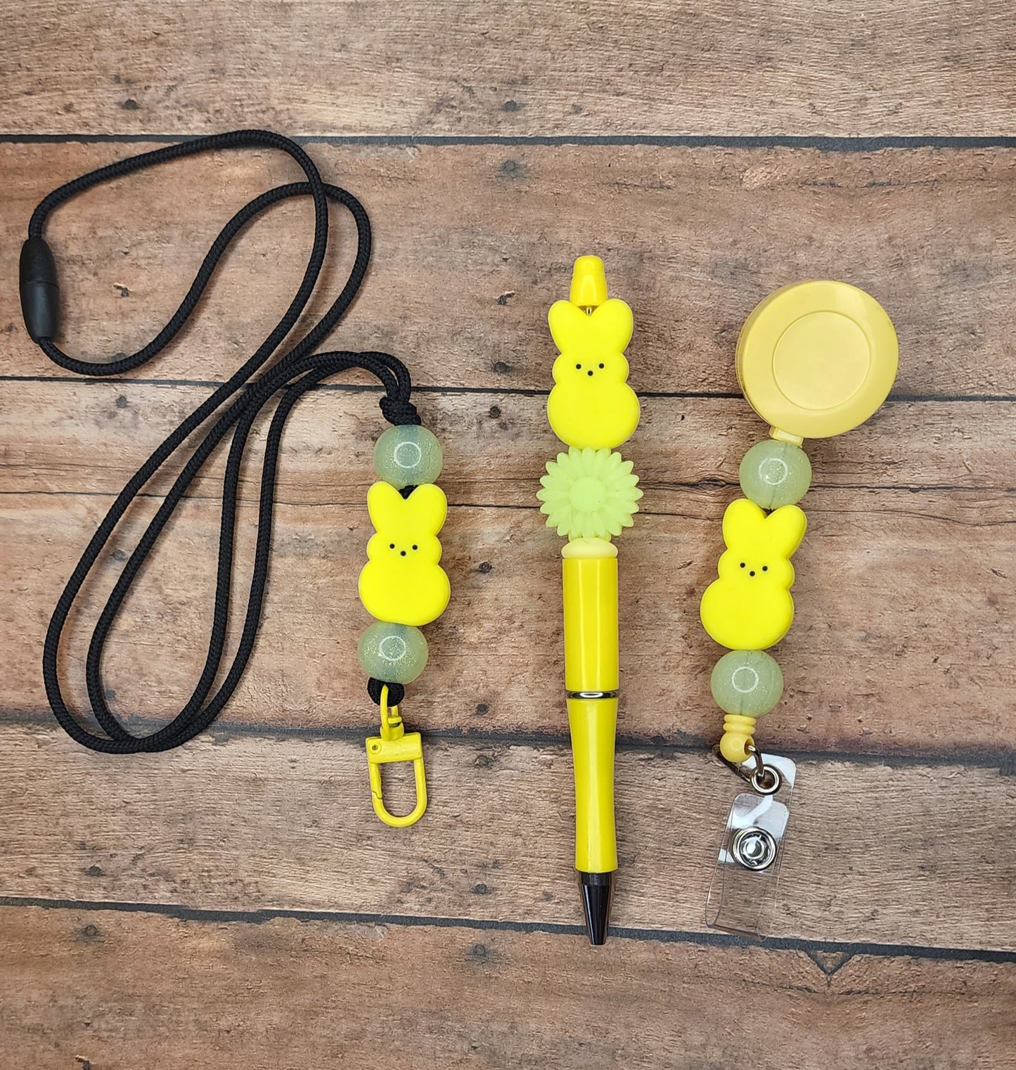 Yellow Bunny Lanyard/Pen/Badge Reel