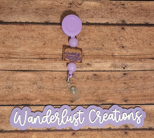 Wanderlust Definition Silicone Bead Badge Reel | Glitter Travel Badge Reel