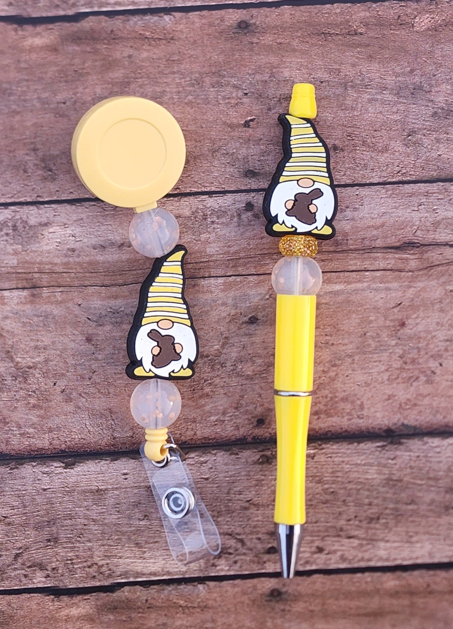 Chocolate Bunny Gnome Pen/Badge Reel