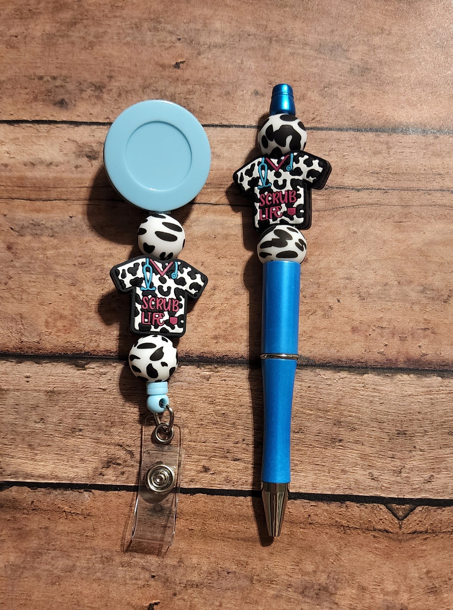 Scrub Life Silicone Bead Badge Reel & Pen Matching Set | Western Nurse Matching Set