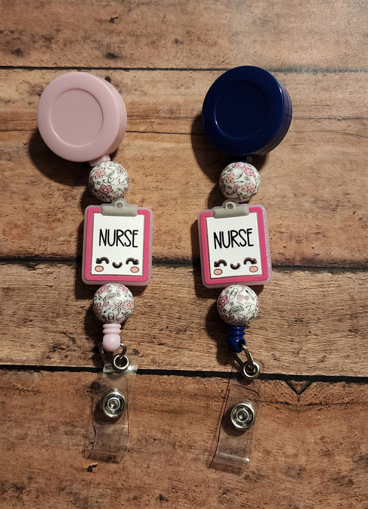 Nurse Clipboard Silicone Bead Badge Reel | Cute Nurse Badge Reel