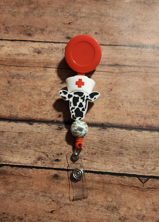 Nurse Cow Silicone Bead Badge Reel | Western Badge Reel