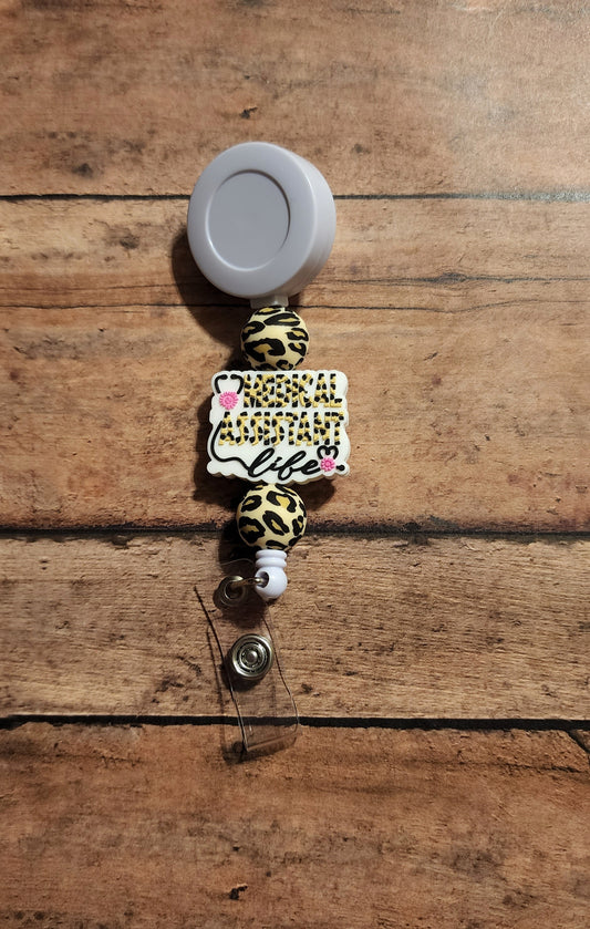 Medical Assistant Life Silicone Bead Badge Reel | Leopard Print Medical Assistant Gift