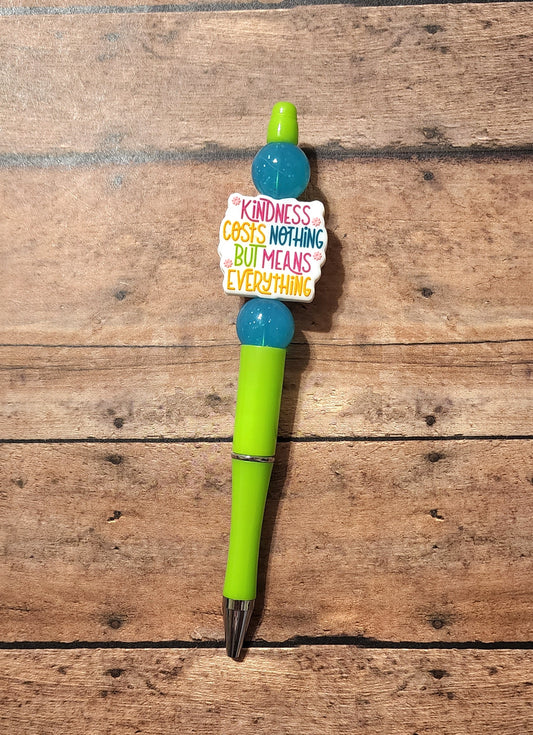 Kindness Costs Nothing Silicone Bead Pen | Bright Colored Silicone Beaded Pen
