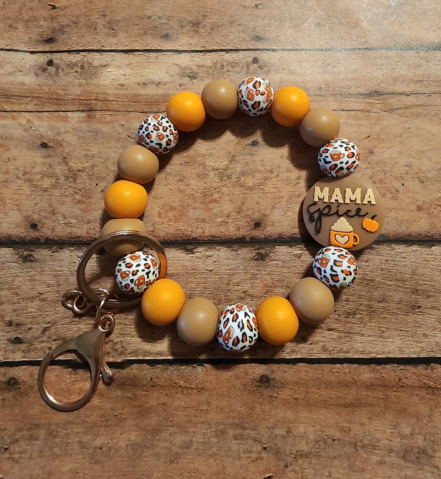 Mama Spice Leopard | Silicone Beaded Wristlet Keychain