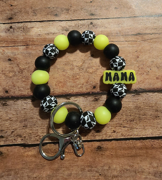 Batty Mama | Checker Glow-in-the-Dark Silicone Beaded Wristlet Keychain