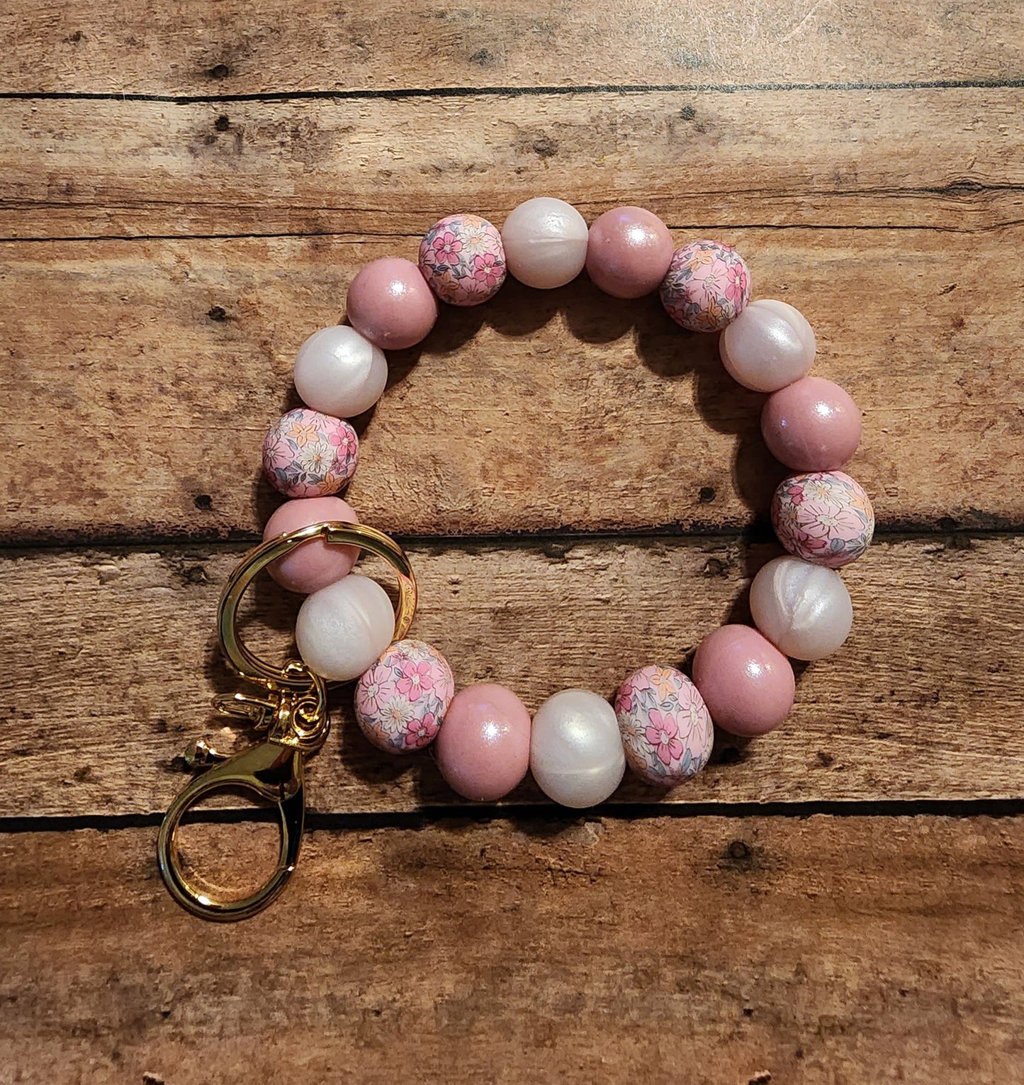 Floral Shimmer | Silicone Beaded Wristlet Keychain