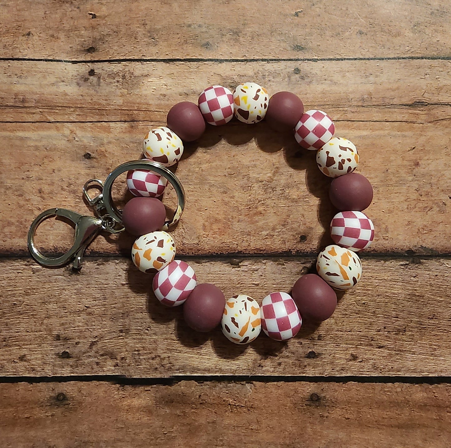 Terrazzo & Checker | Silicone Beaded Wristlet Keychain