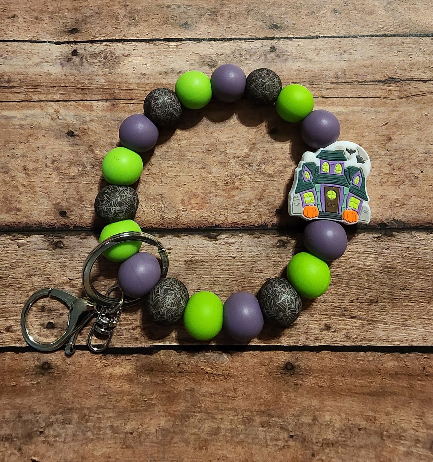 Haunted House | Silicone Beaded Wristlet Keychain