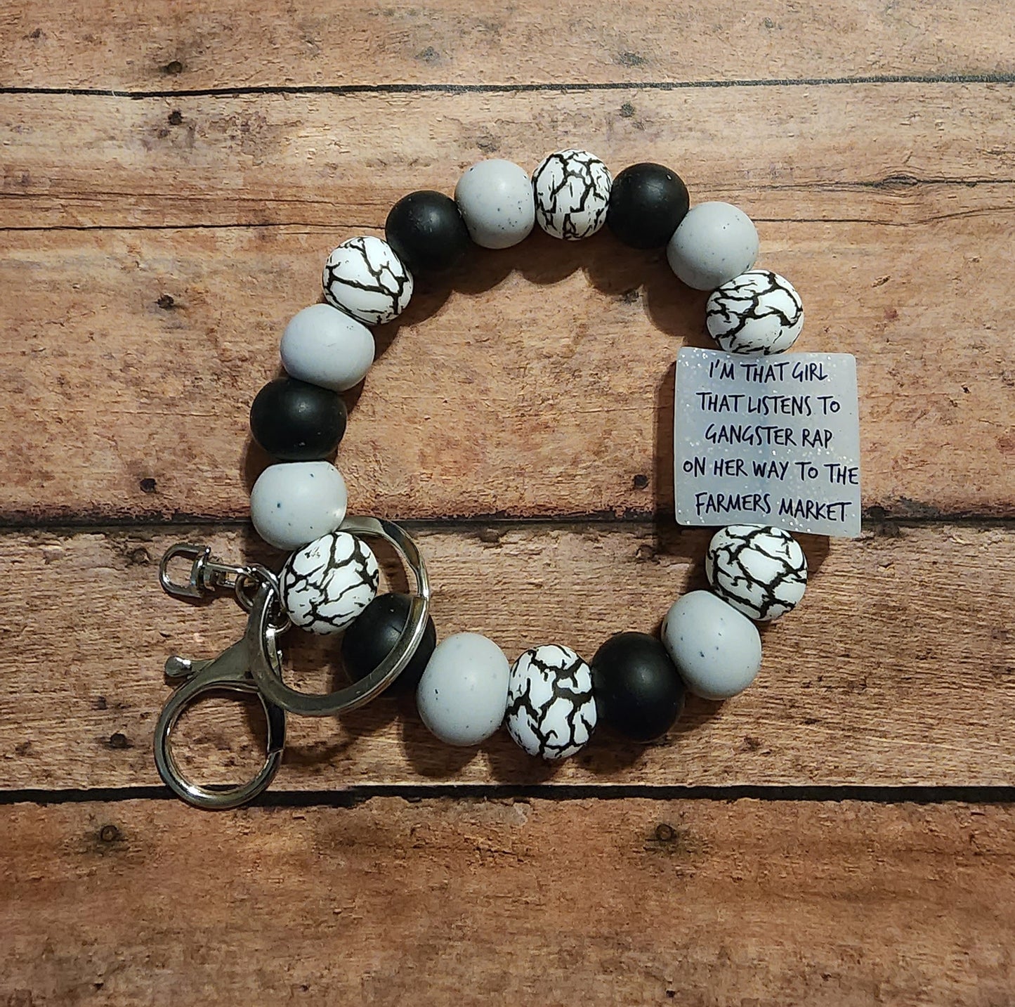 Listens to Gangster Rap on Her Way to the Farmer's Market | Silicone Beaded Wristlet Keychain