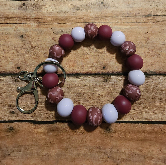 Plum Rainbows | Silicone Beaded Wristlet Keychain