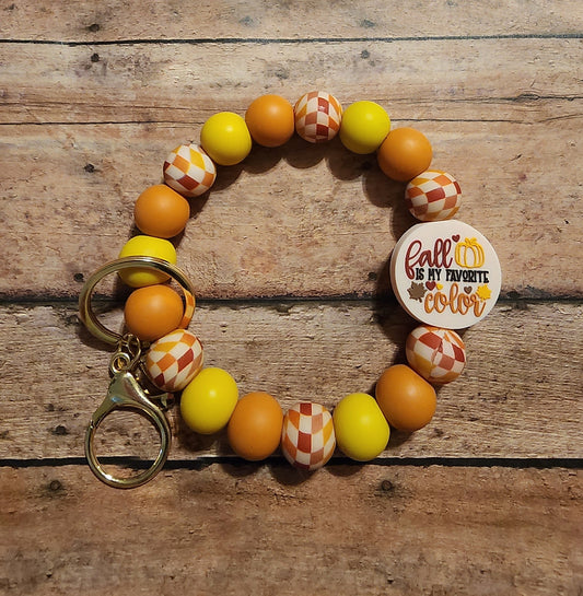 Fall is My Favorite Color | Checker Silicone Beaded Wristlet Keychain