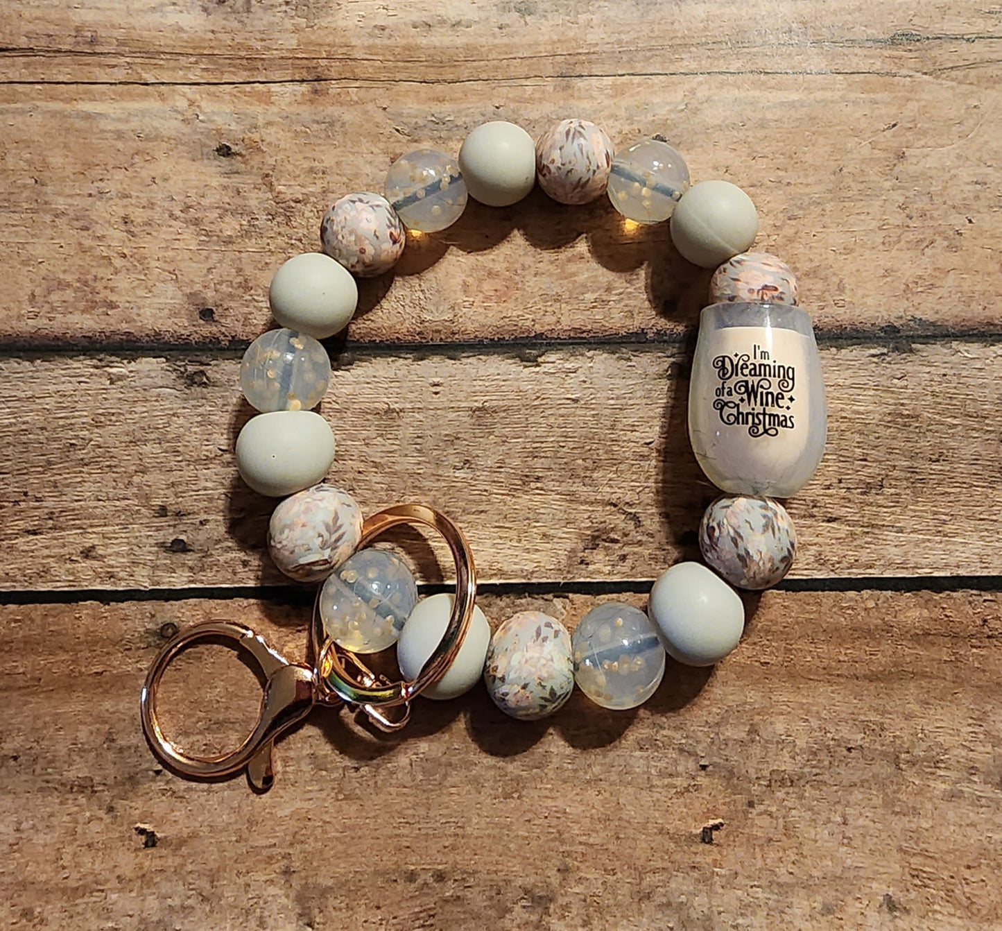 Dreaming of a Wine Christmas | Silicone Beaded Wristlet Keychain