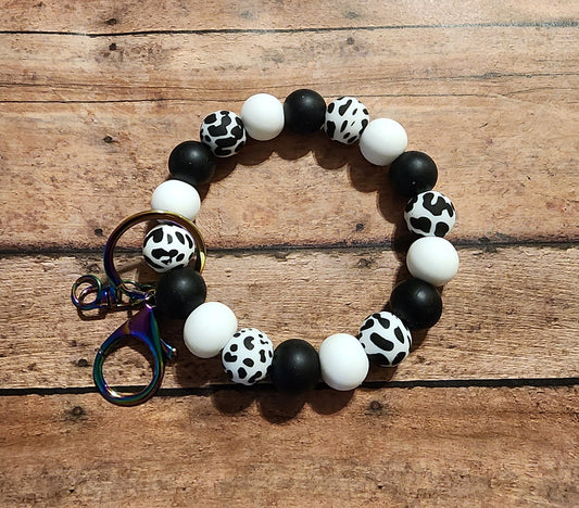 Classic Cow | Silicone Beaded Wristlet Keychain