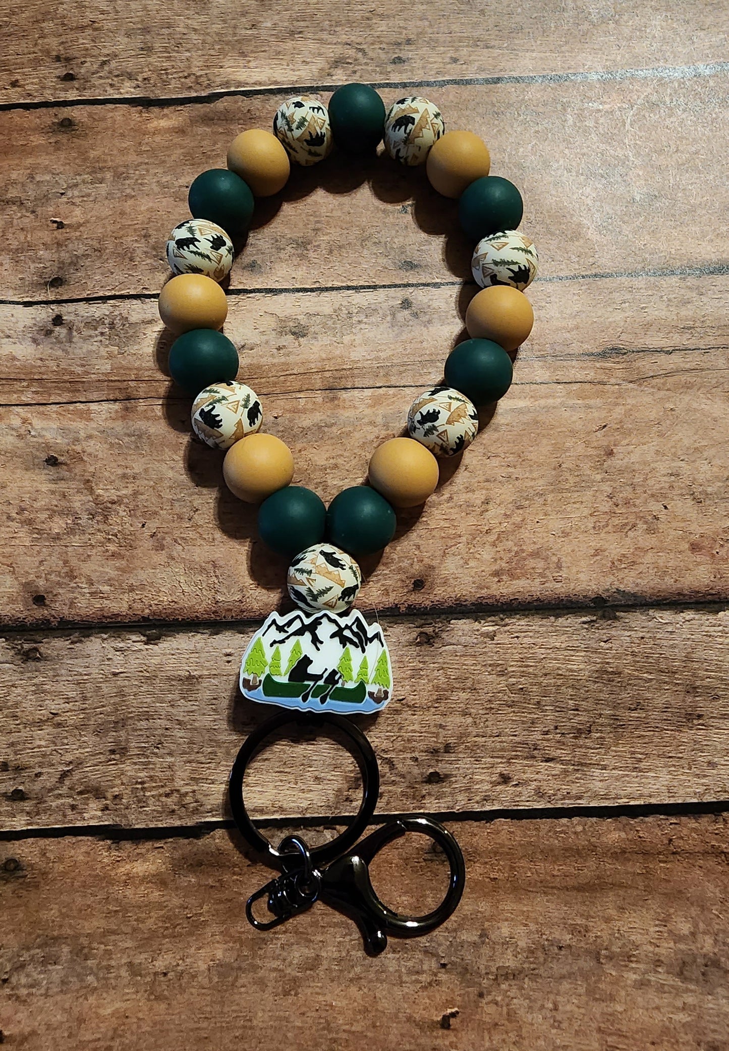 Mountain Camp | Silicone Beaded Teardrop Wristlet Keychain