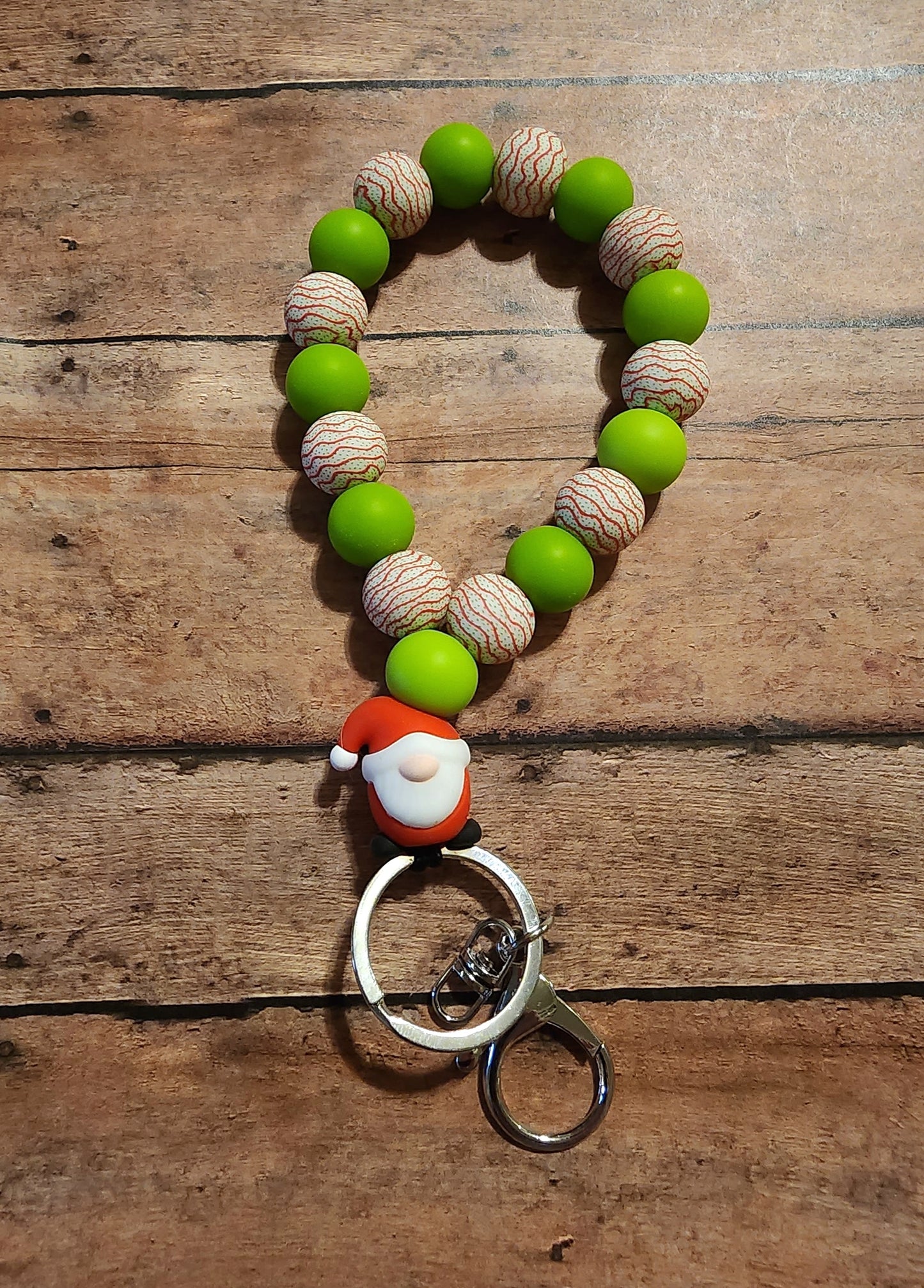 Merry Gnome | Silicone Beaded Teardrop Wristlet Keychain