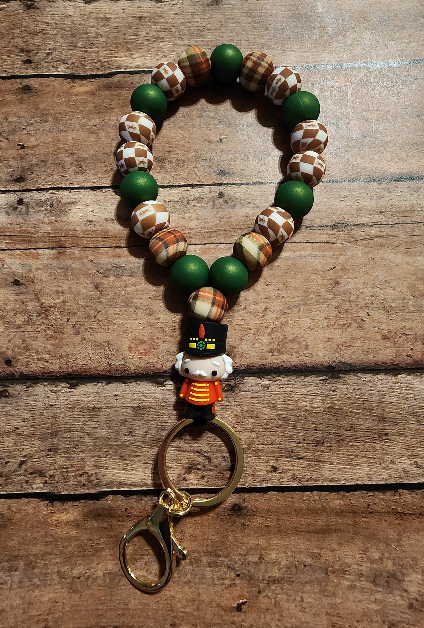 Nutcracker | Silicone Beaded Teardrop Wristlet Keychain