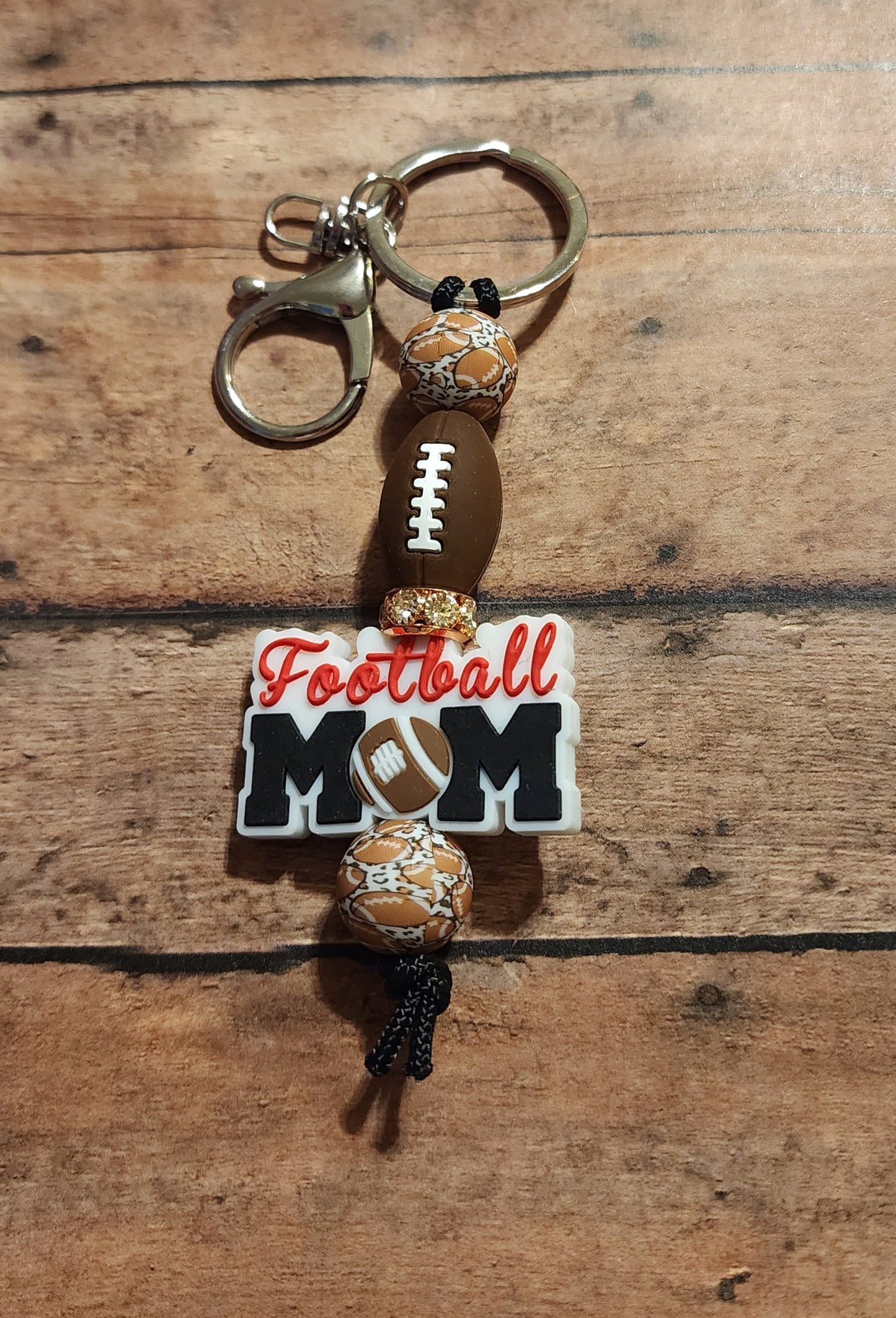 Football Mom | Silicone Beaded Mini Keychain