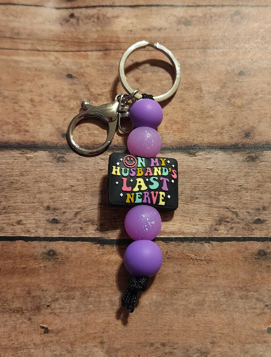 On My Husband's Last Nerve | Silicone Beaded Mini Keychain