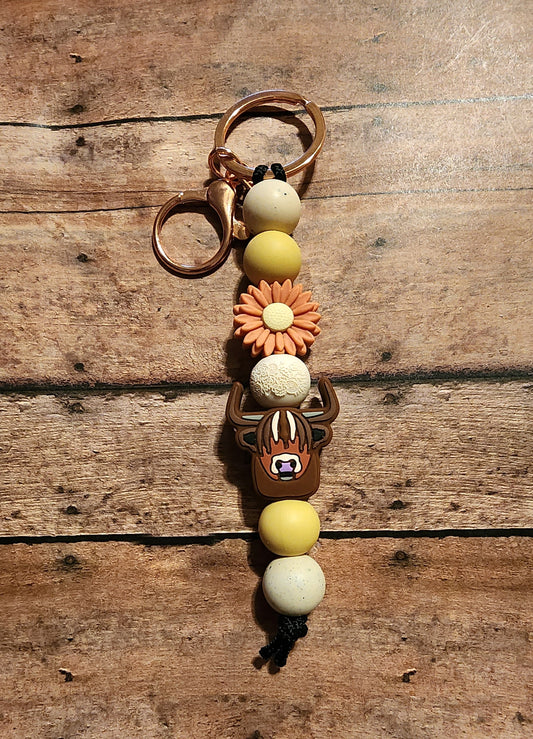 Longhorn Flower | Silicone Beaded Keychain