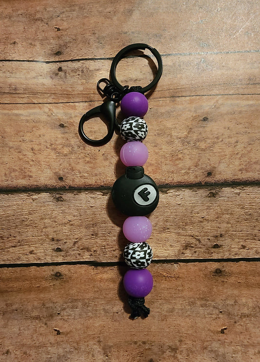 Checkered F-Bomb | Silicone Beaded Keychain