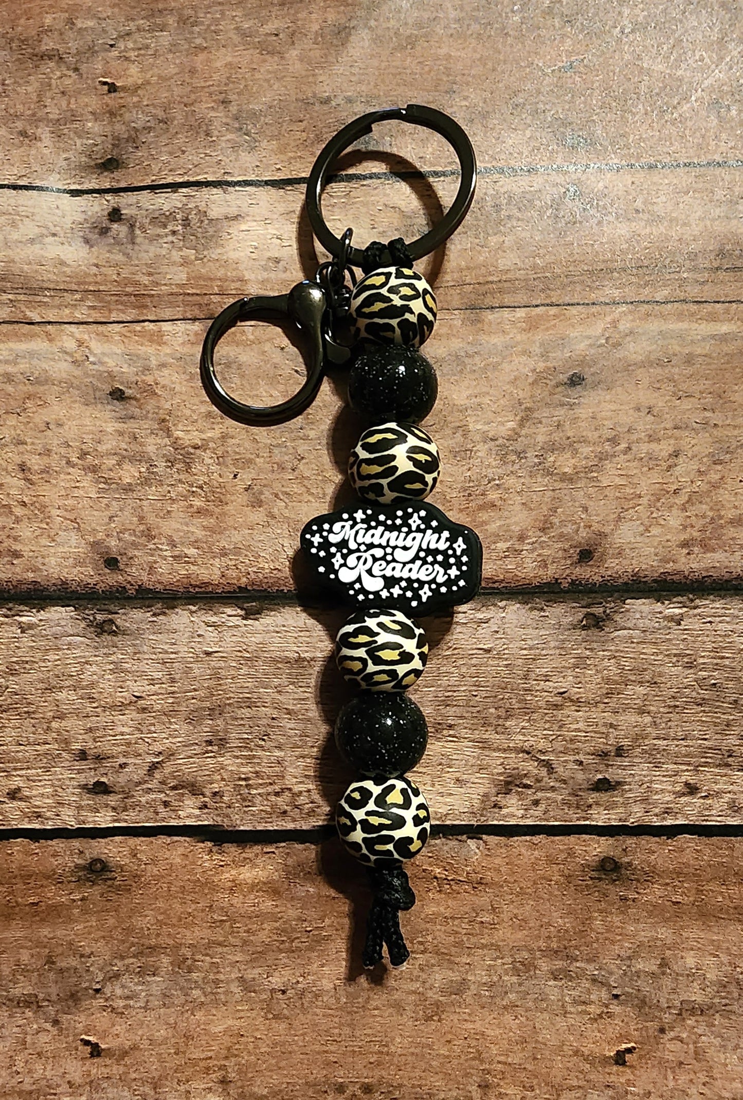 Midnight Reader Leopard Print | Silicone Beaded Keychain