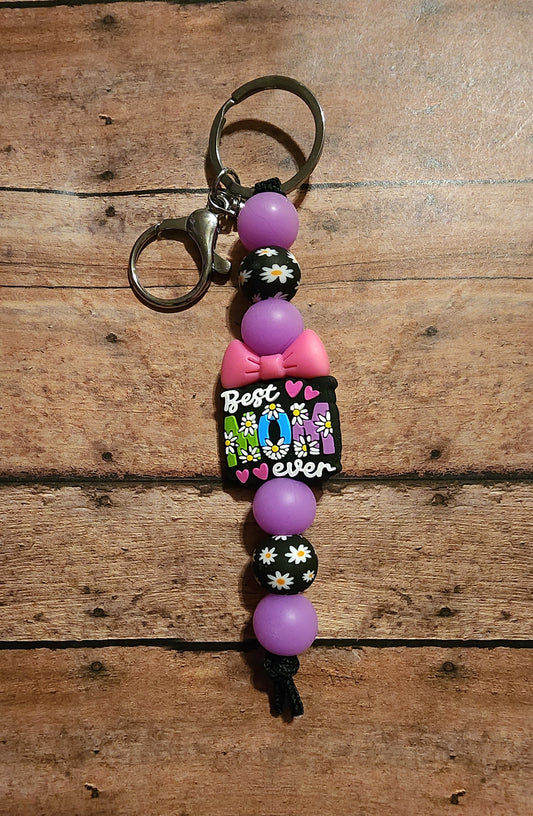 Best Mom Ever Bow | Silicone Beaded Keychain