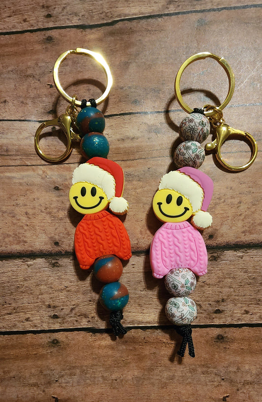 Cozy Merry Smileys | Silicone Beaded Keychain