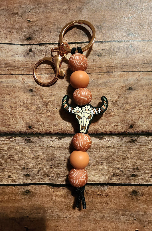 Longhorn Skull | Silicone Beaded Keychain