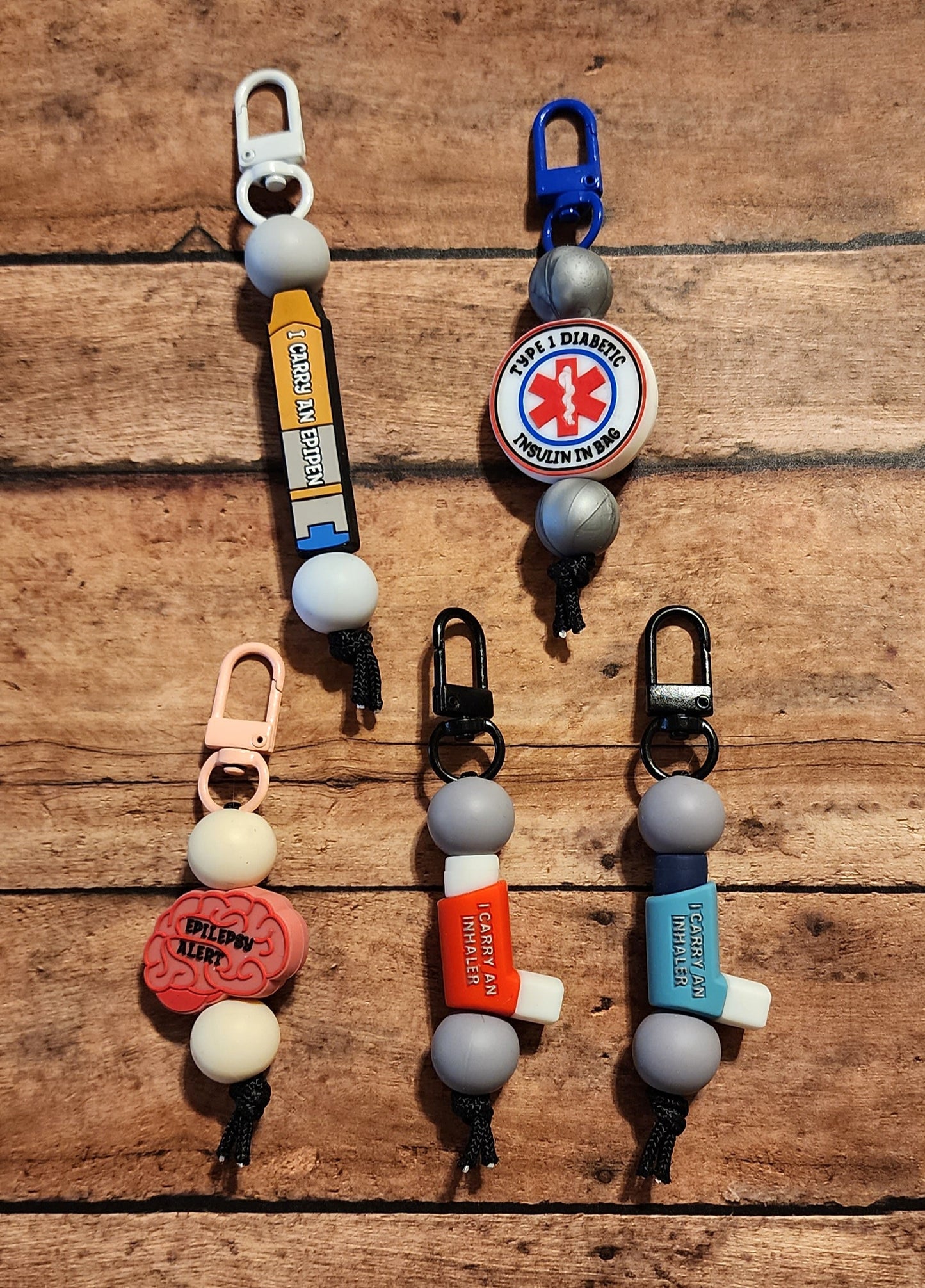 Medical Alert | Silicone Beaded Zipper Pull Keychain