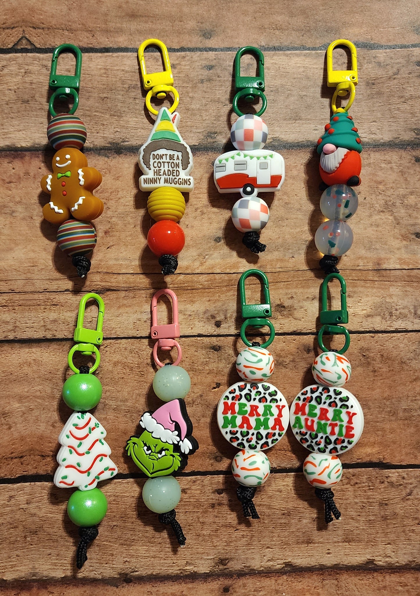 Christmas | Silicone Beaded Zipper Pull Keychain