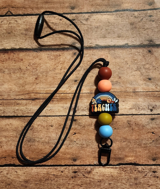 Boho Teacher Rainbow | Silicone Beaded Lanyard