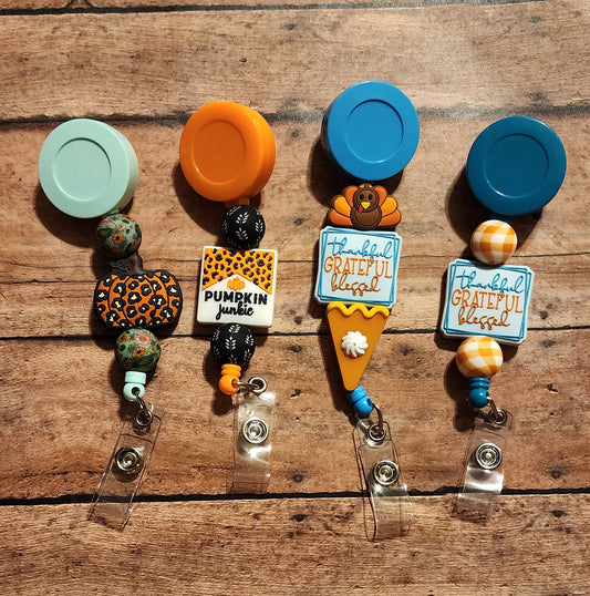Fall & Thanksgiving | Silicone Beaded Badge Reel