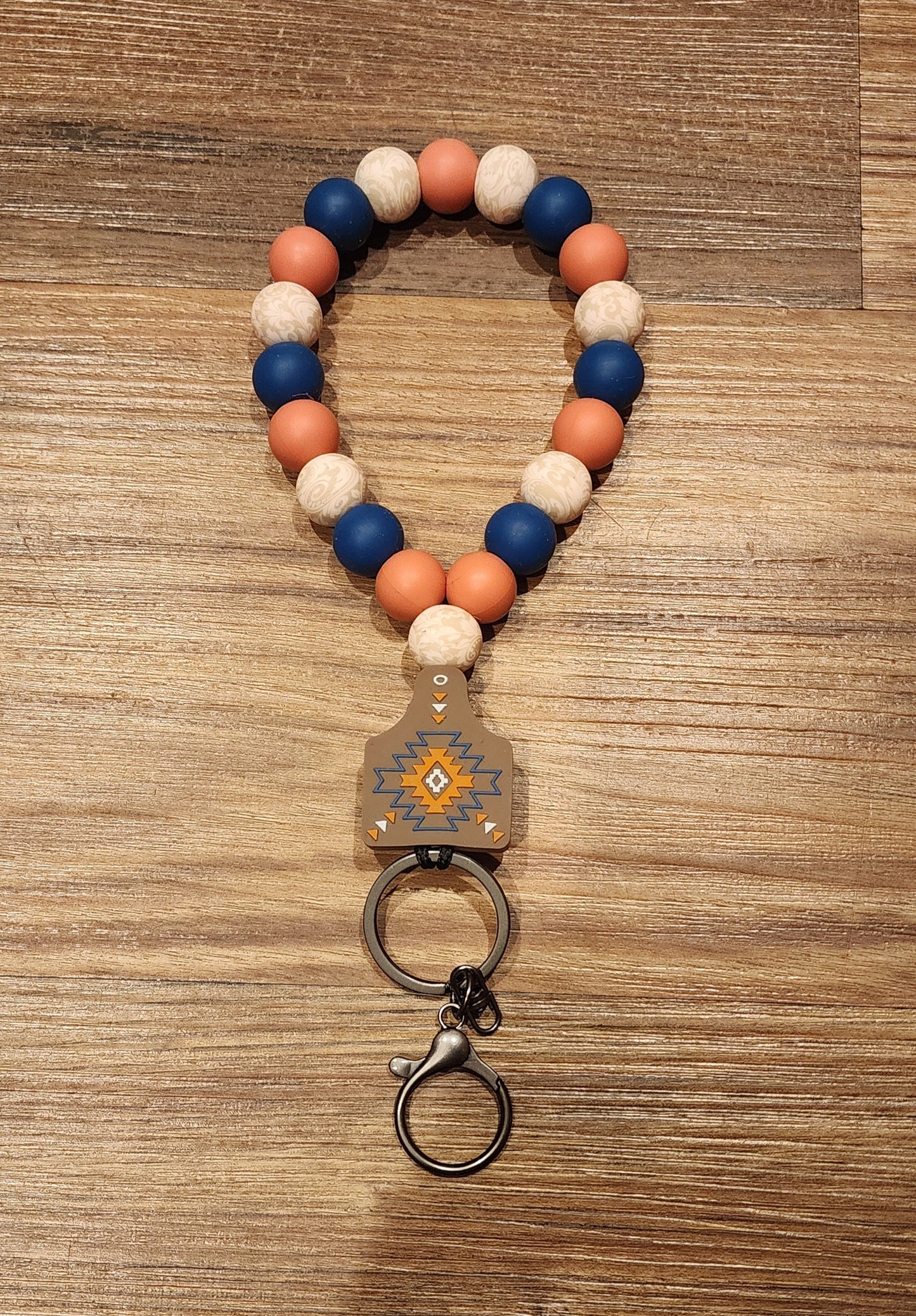 Cow Tag | Silicone Beaded Teardrop Wristlet