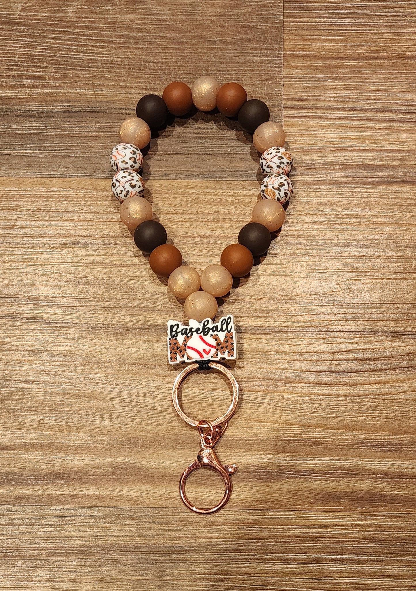 Baseball Mom | Silicone Beaded Teardrop Wristlet