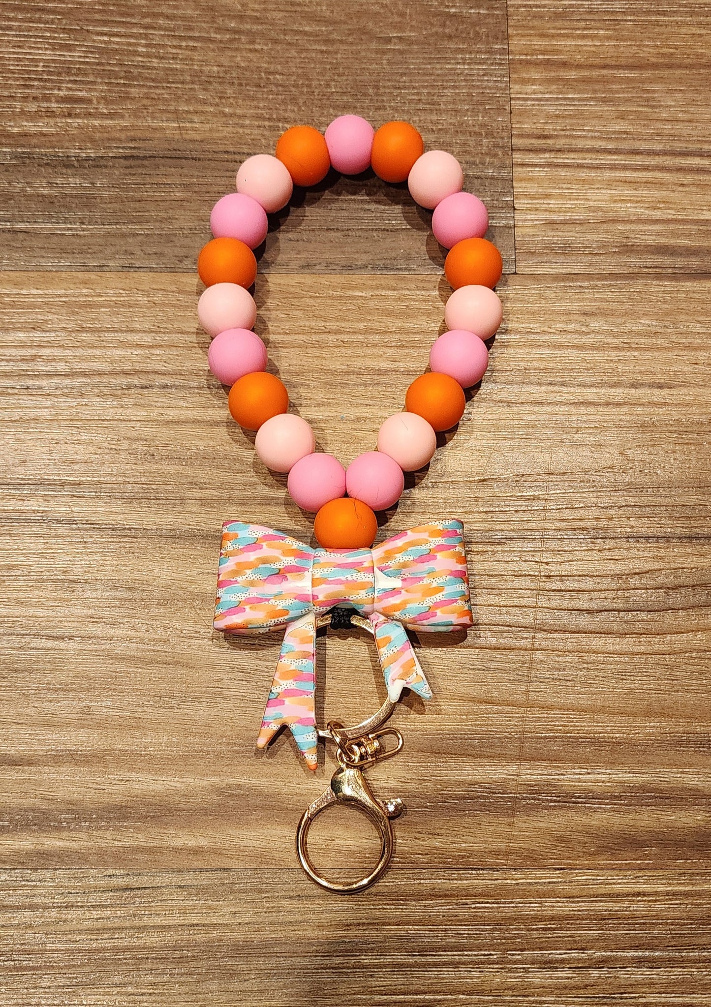 Bright Bow | Silicone Beaded Teardrop Wristlet