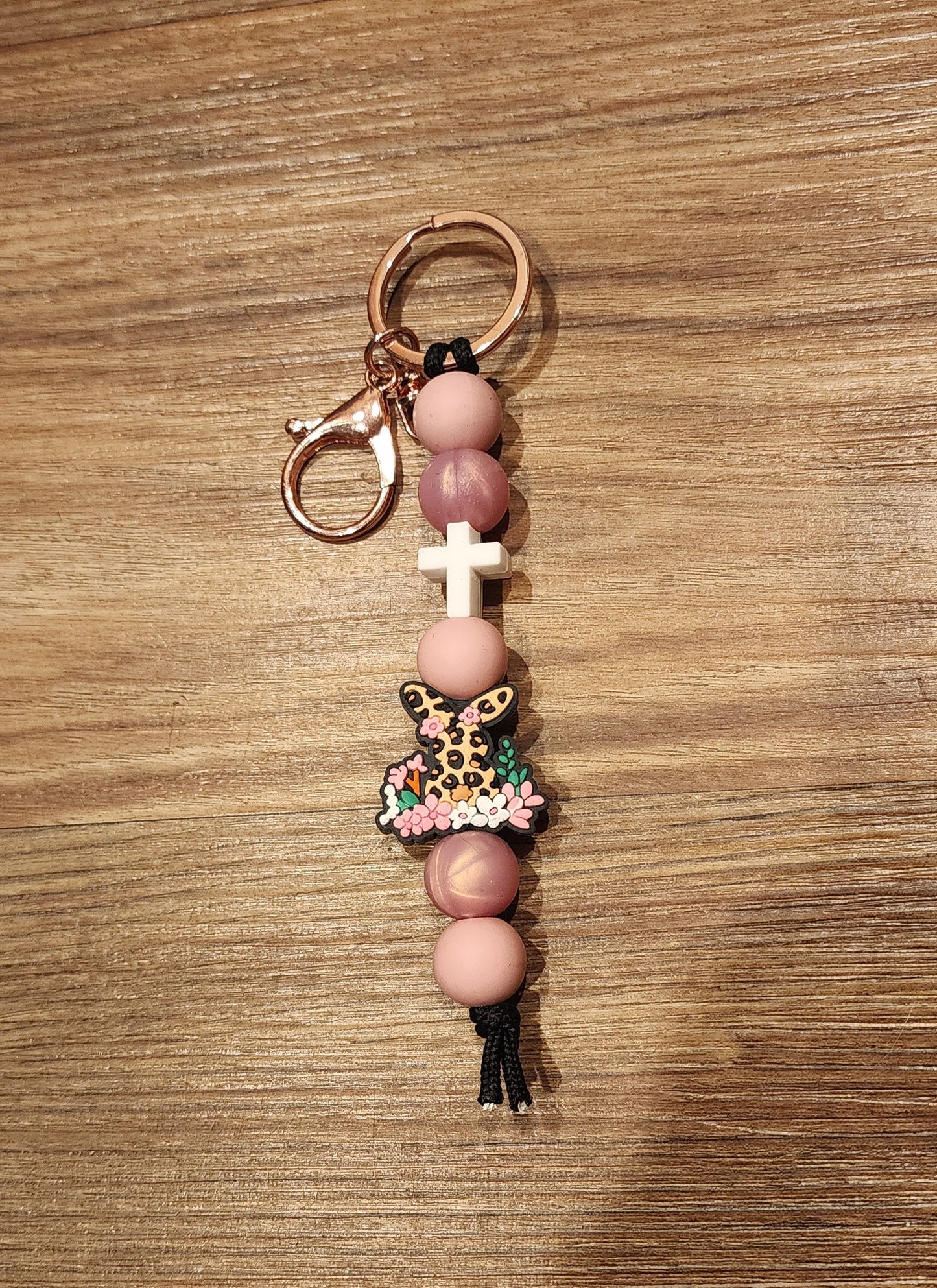 Leopard Bunny | Silicone Beaded Keychain
