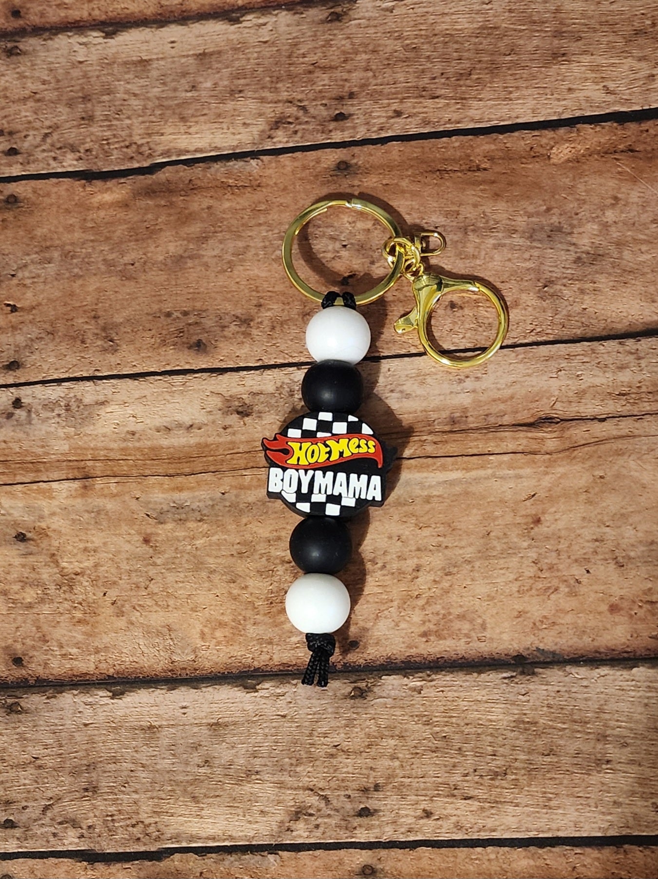 Hot Mess Boy Mama | Silicone Beaded Mini Keychain