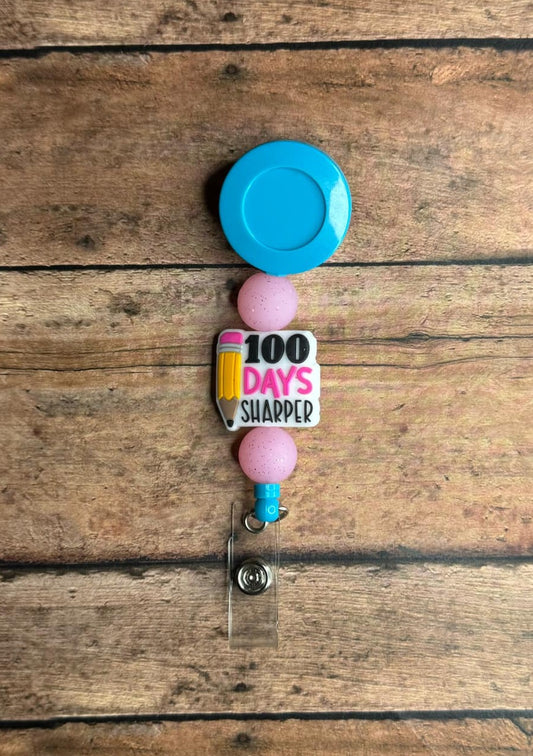 100 Days Smarter Silicone Bead Badge Reel | 100th Day of School Teacher Accessories
