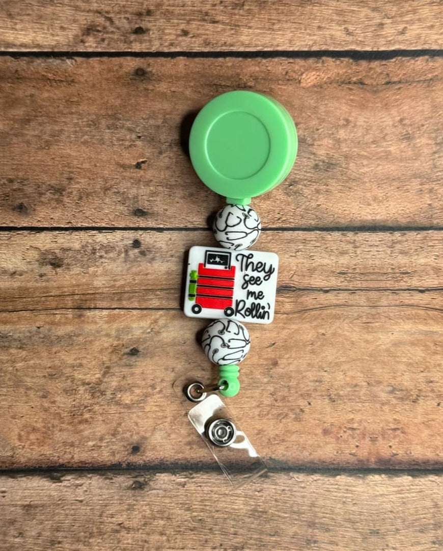 They See Me Rollin' Silicone Bead Badge Reel | Funny Nurse Badge Reel