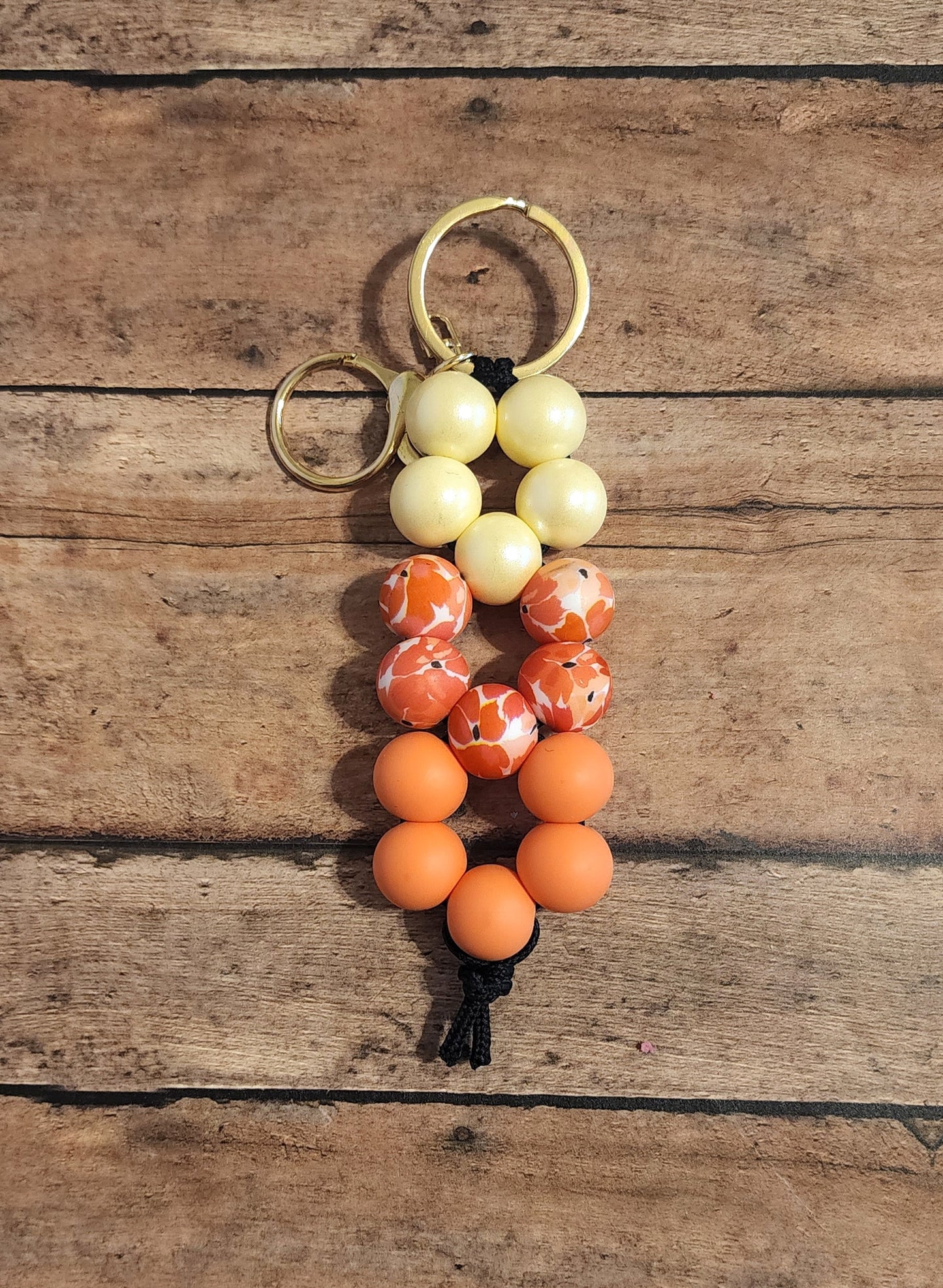 Medium Silicone Bead Flower Shaped Keychain | Flower Silicone Beaded Keychain