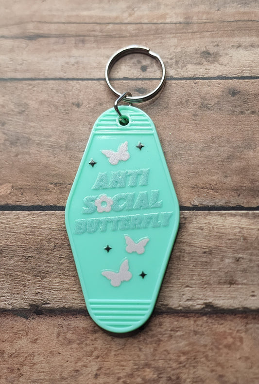 Anti Social Butterfly Motel Key Tag