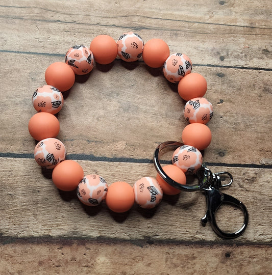 Bright Coral Floral Wristlet