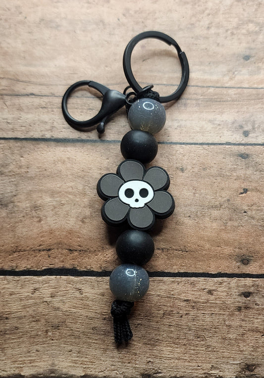 Skull Flower Mini Keychain