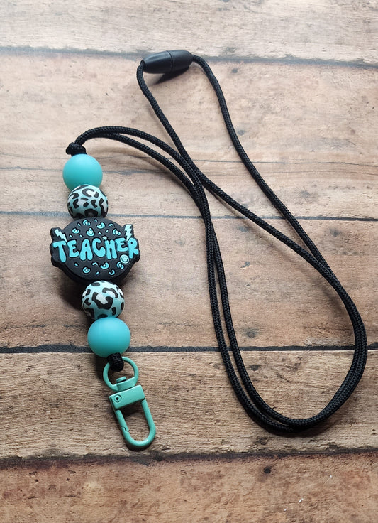 Turquoise Leopard Lanyard