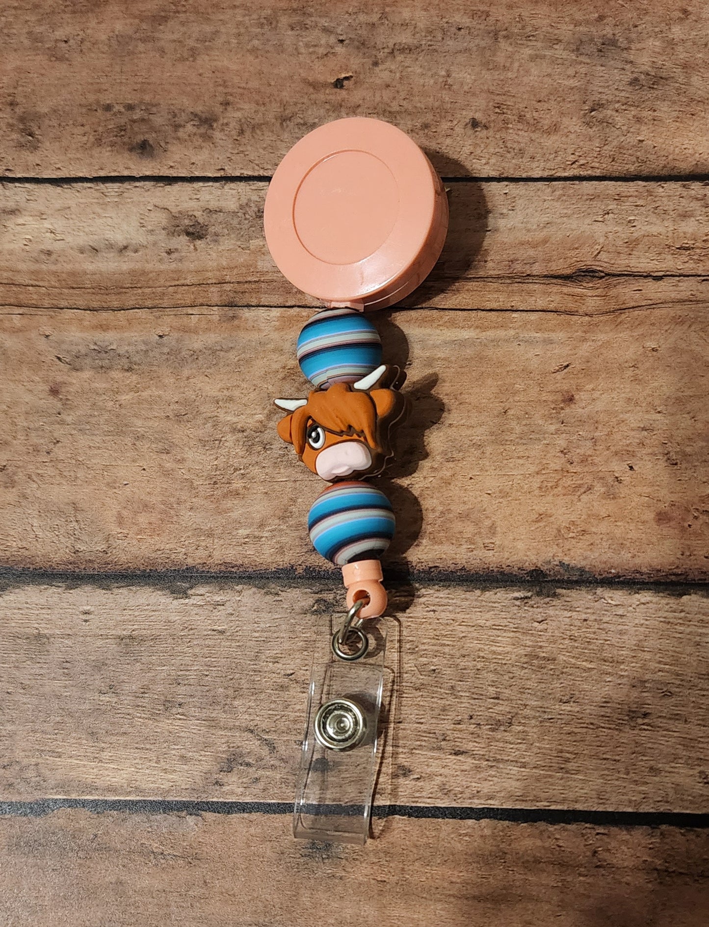 Highland Cow Silicone Bead Badge Reel | Boho Serape Western Badge Reel