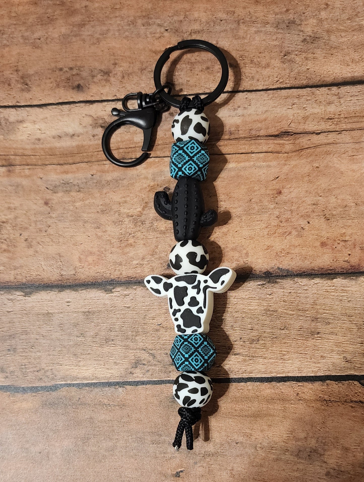 Cactus Cow Keychain